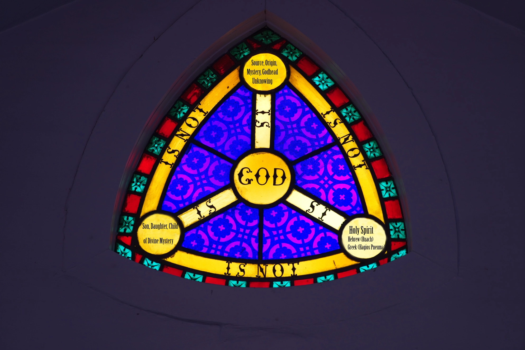 St. John's Trinity window, modern (updated text)
